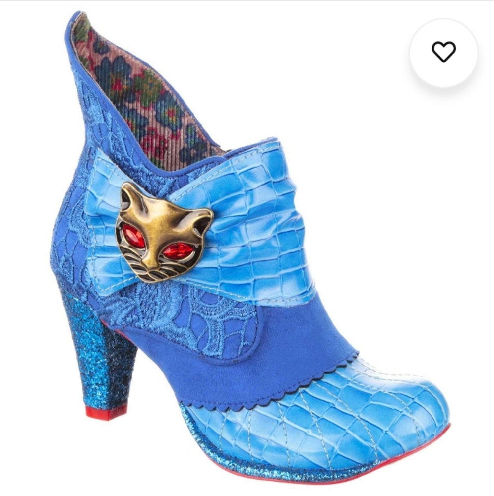 Beautiful Blue Miaow Irregular Choice Booties, size 43, size 11